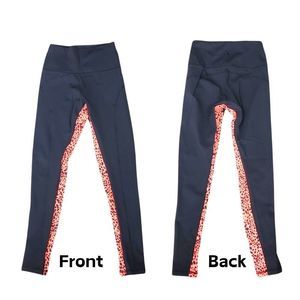 Glyder Inside Out Black Coral Leopard Print Leggings Size S